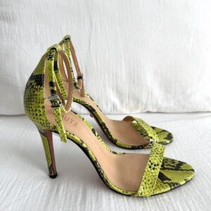 Schutz cadey lee yellow snakeskin leather high heel sandals